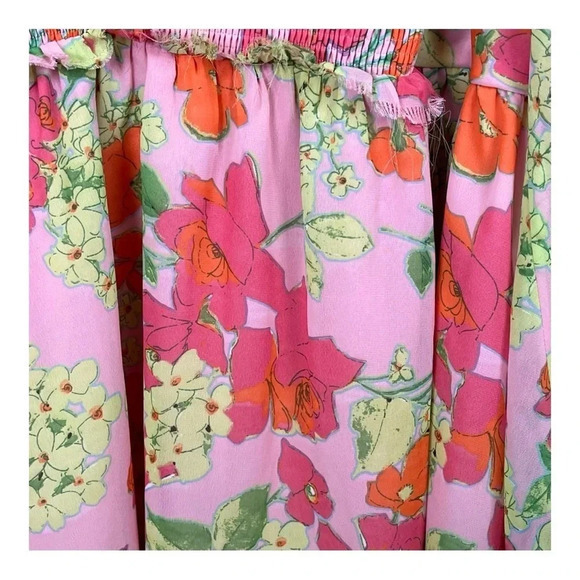 ASOS Curve Floral Soft Shirred Waist Mini‎ Dress Peach Floral Women Plus Size 26 - Picture 6 of 11